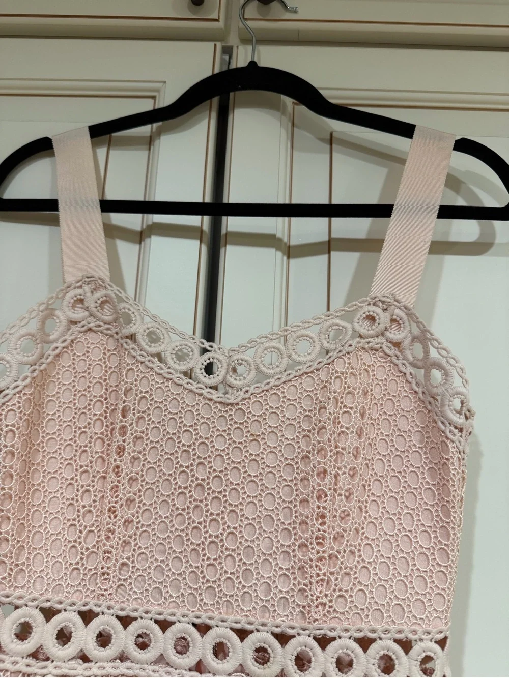 MAJE Revi Sleeveless Pink Eyelet Fit-and-Flare Dress (121)